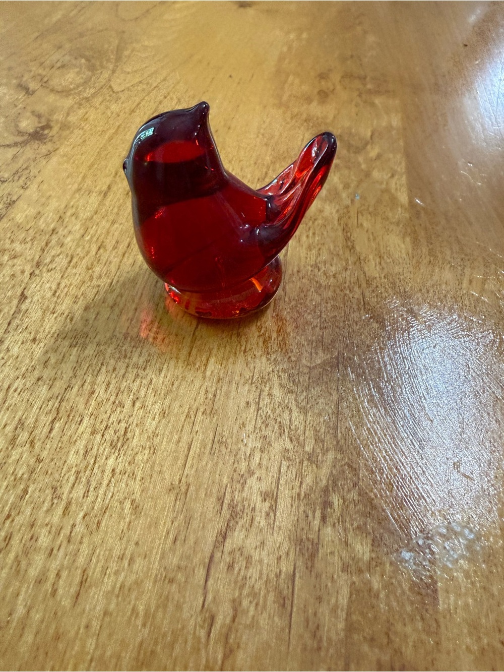 Vintage Titan Art Glass Cardinal Red Art Glass Bird Figurine Love Bird 1987